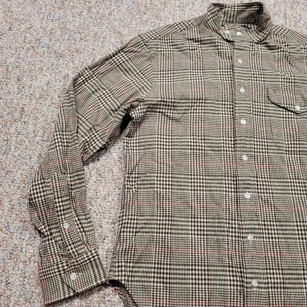 Ralph Lauren Shirt Boys 12 Plaid Mandarin Band Collar Button Up Long Sleeve Pony